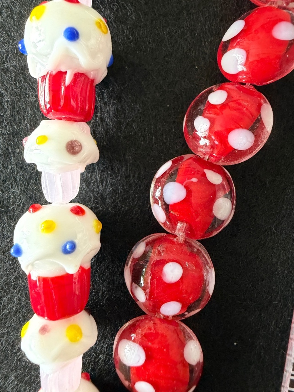 Beads NWT Bead Bundle Whimsical Holliday Glass, Acrylic, Rhinestone Red, White,